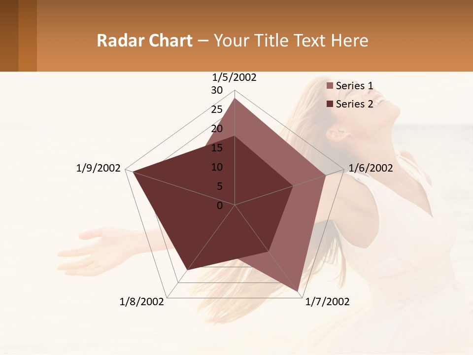 A Woman In A White Dress On The Beach With Her Arms Outstretched PowerPoint Template