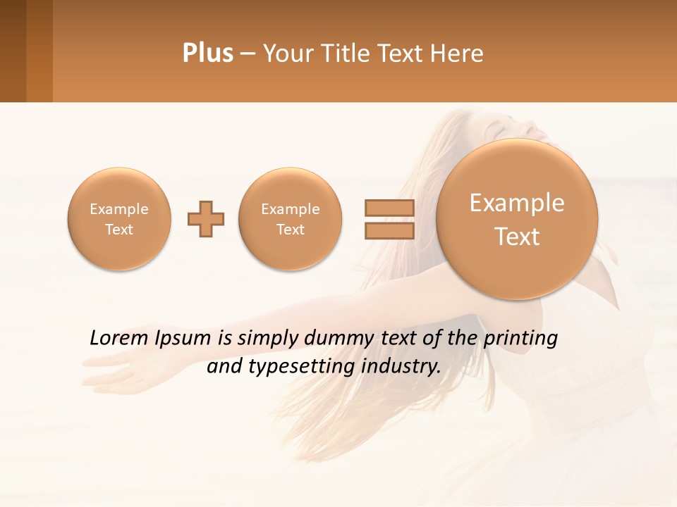 A Woman In A White Dress On The Beach With Her Arms Outstretched PowerPoint Template