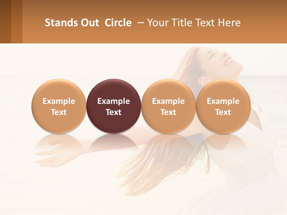 A Woman In A White Dress On The Beach With Her Arms Outstretched PowerPoint Template