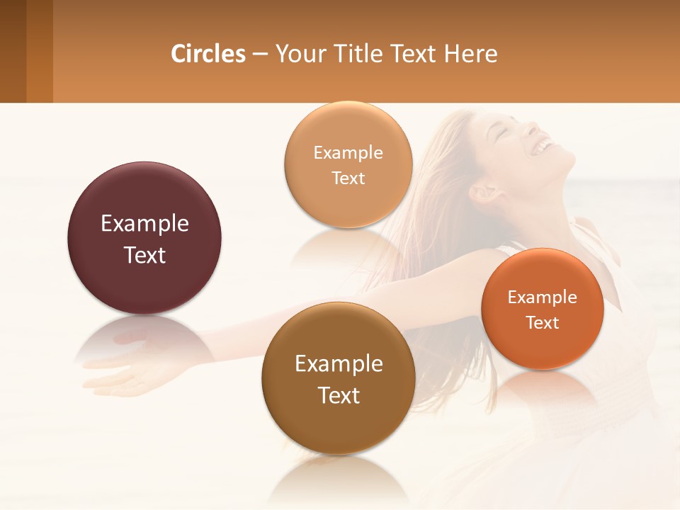 A Woman In A White Dress On The Beach With Her Arms Outstretched PowerPoint Template