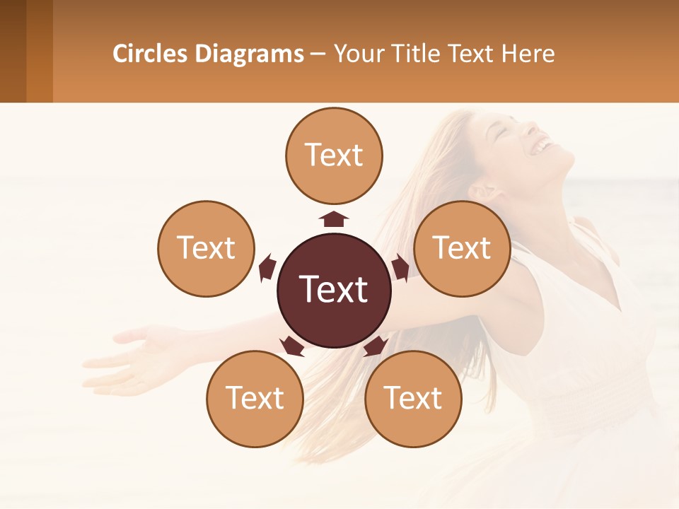 A Woman In A White Dress On The Beach With Her Arms Outstretched PowerPoint Template