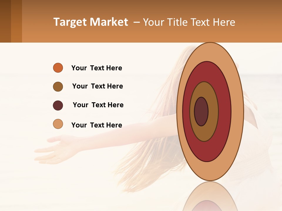 A Woman In A White Dress On The Beach With Her Arms Outstretched PowerPoint Template