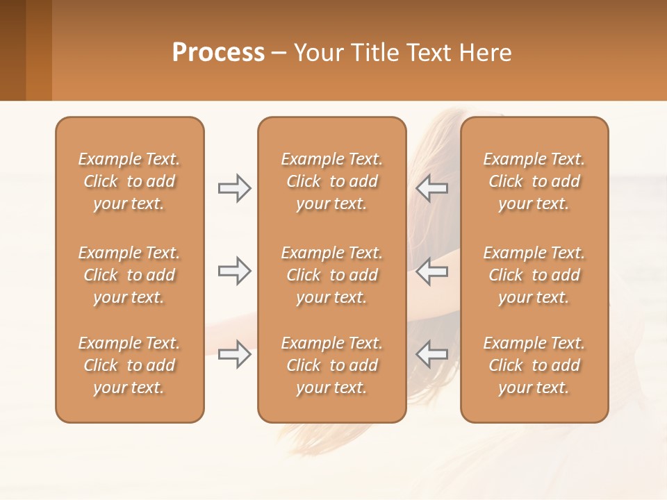 A Woman In A White Dress On The Beach With Her Arms Outstretched PowerPoint Template