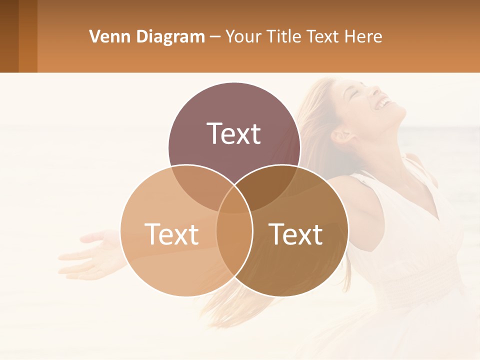 A Woman In A White Dress On The Beach With Her Arms Outstretched PowerPoint Template