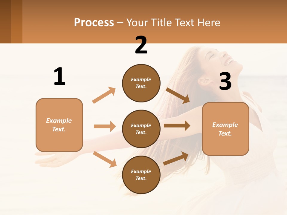 A Woman In A White Dress On The Beach With Her Arms Outstretched PowerPoint Template