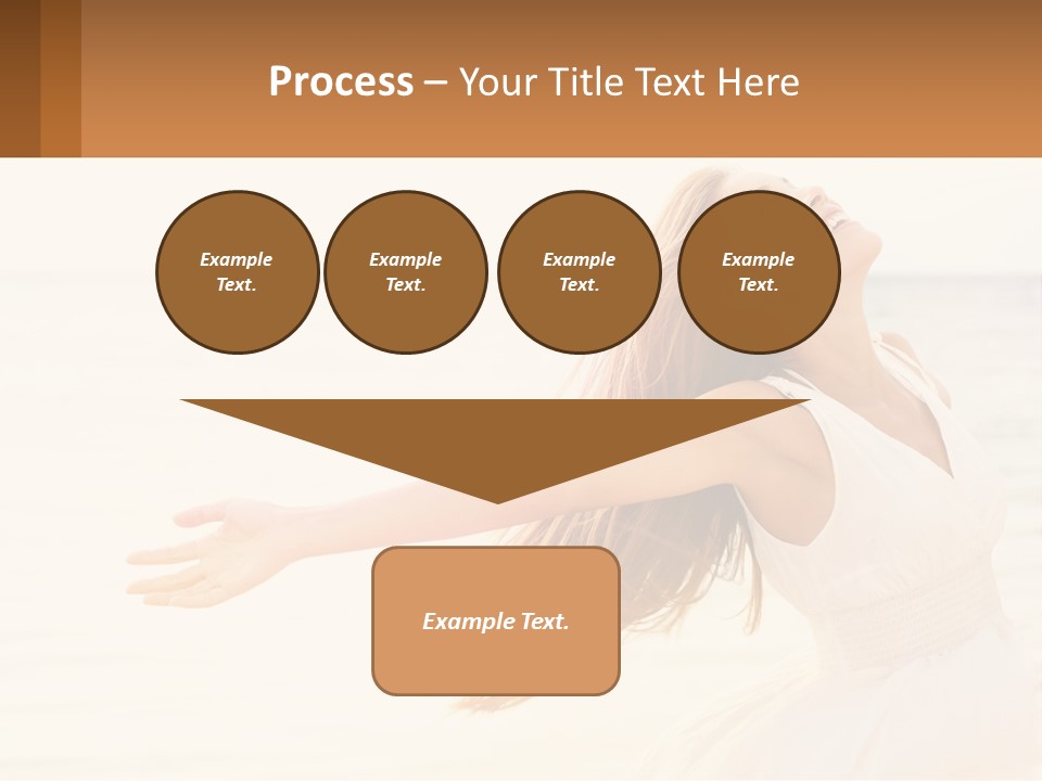 A Woman In A White Dress On The Beach With Her Arms Outstretched PowerPoint Template