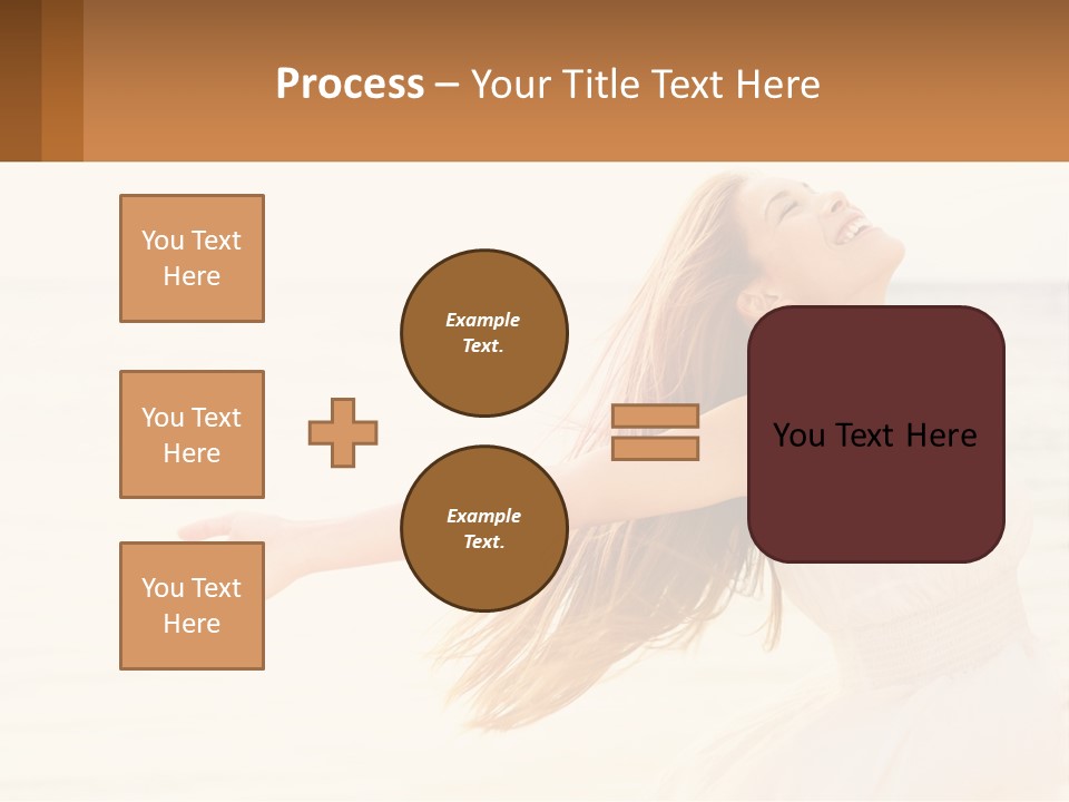 A Woman In A White Dress On The Beach With Her Arms Outstretched PowerPoint Template