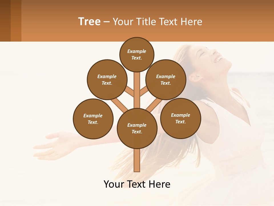 A Woman In A White Dress On The Beach With Her Arms Outstretched PowerPoint Template