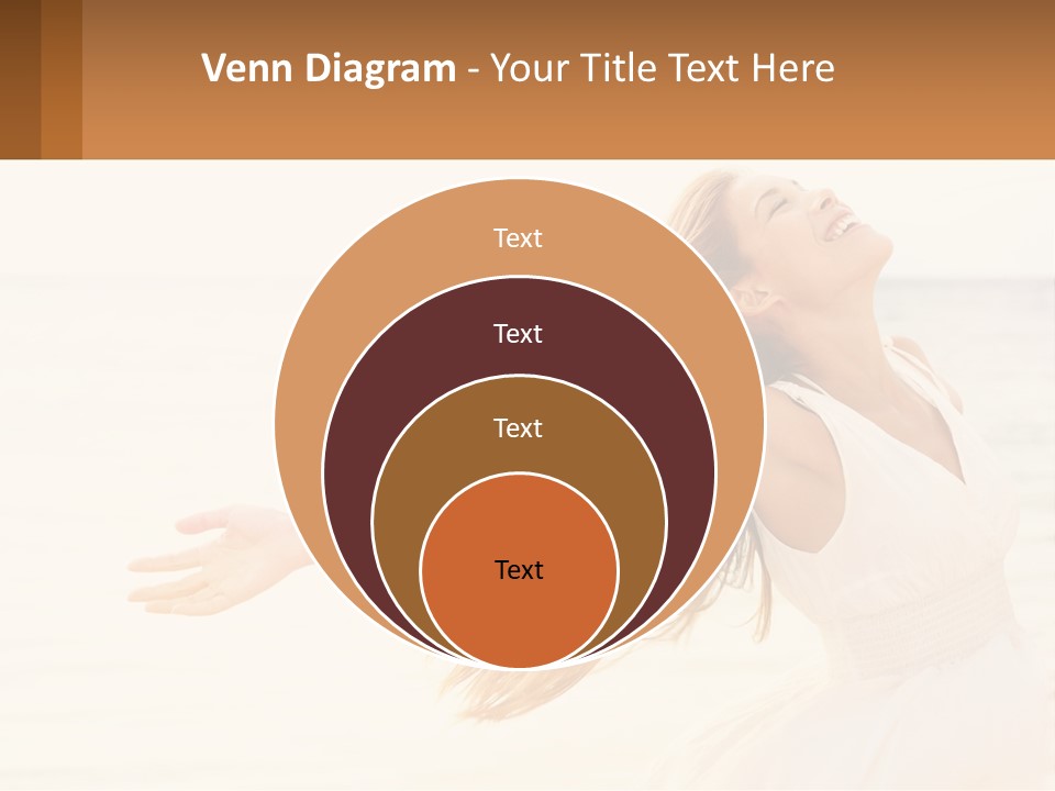 A Woman In A White Dress On The Beach With Her Arms Outstretched PowerPoint Template