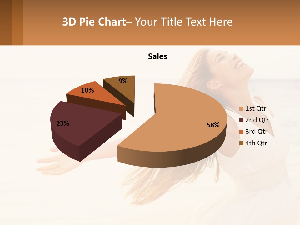 A Woman In A White Dress On The Beach With Her Arms Outstretched PowerPoint Template