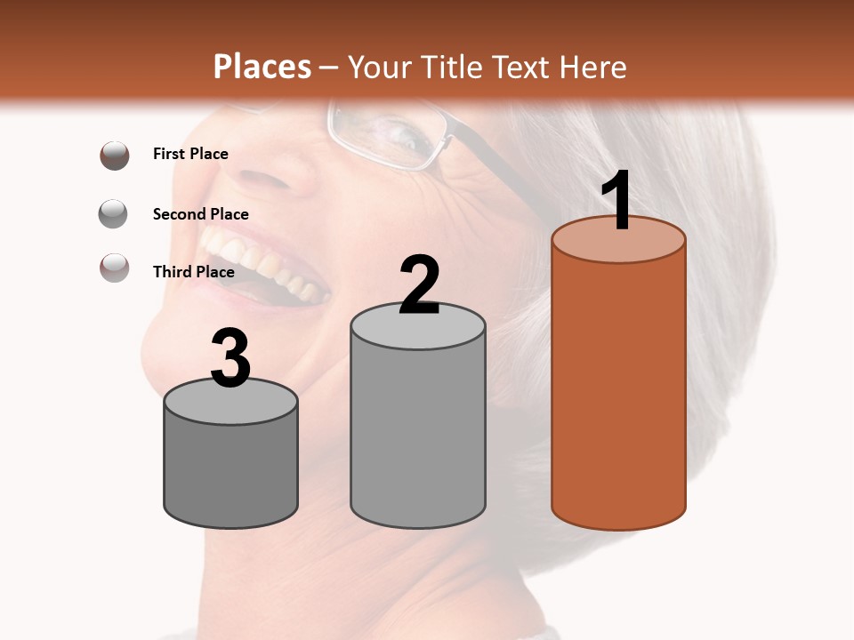 An Older Woman With Glasses Smiling For The Camera PowerPoint Template