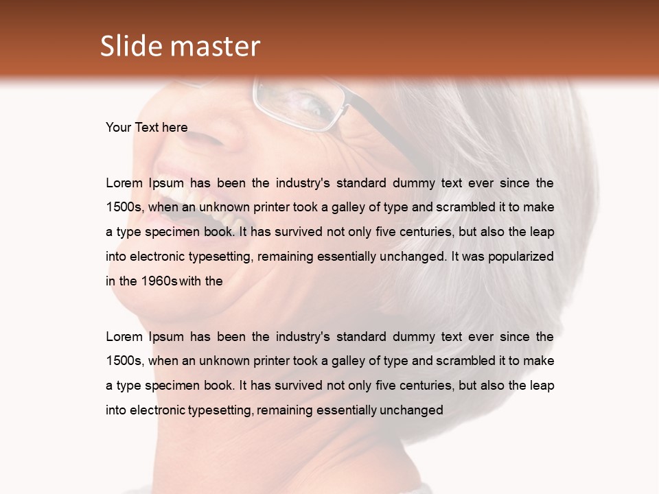 An Older Woman With Glasses Smiling For The Camera PowerPoint Template