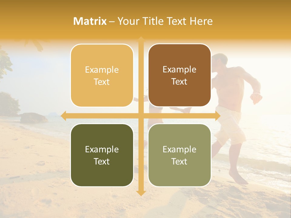 A Man And Woman Running On The Beach Holding Hands PowerPoint Template