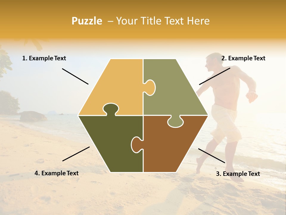 A Man And Woman Running On The Beach Holding Hands PowerPoint Template