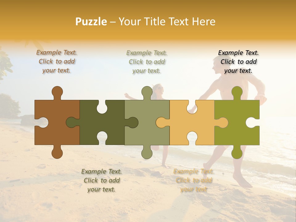 A Man And Woman Running On The Beach Holding Hands PowerPoint Template