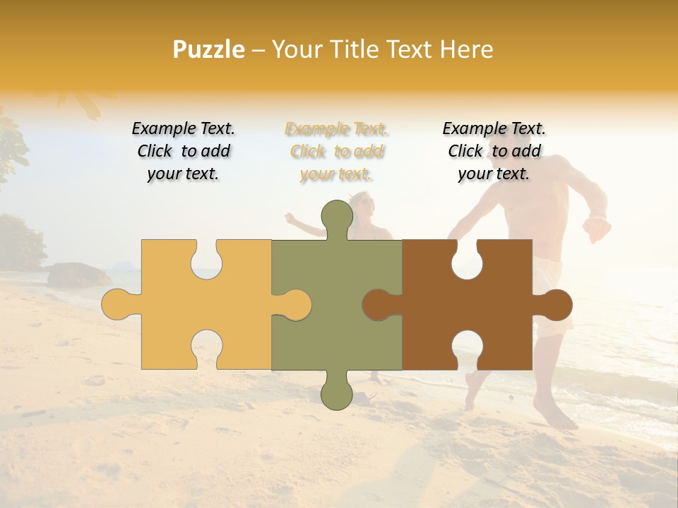 A Man And Woman Running On The Beach Holding Hands PowerPoint Template