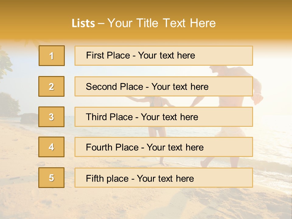 A Man And Woman Running On The Beach Holding Hands PowerPoint Template