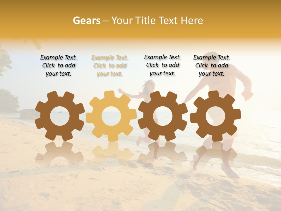 A Man And Woman Running On The Beach Holding Hands PowerPoint Template