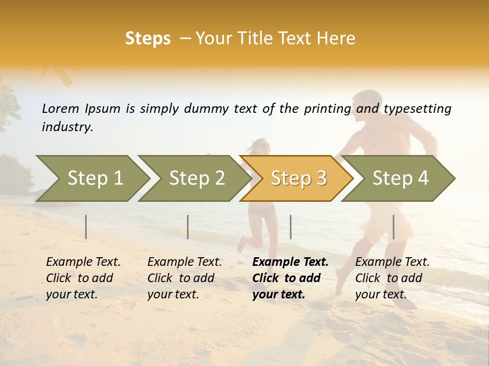 A Man And Woman Running On The Beach Holding Hands PowerPoint Template