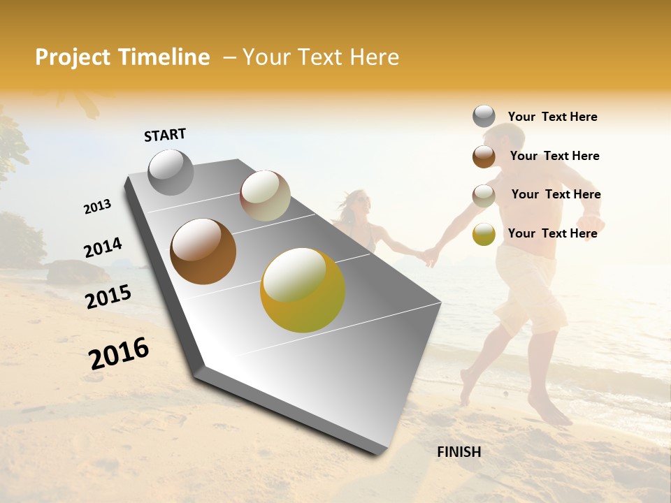 A Man And Woman Running On The Beach Holding Hands PowerPoint Template
