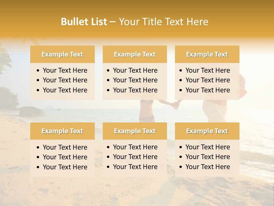 A Man And Woman Running On The Beach Holding Hands PowerPoint Template