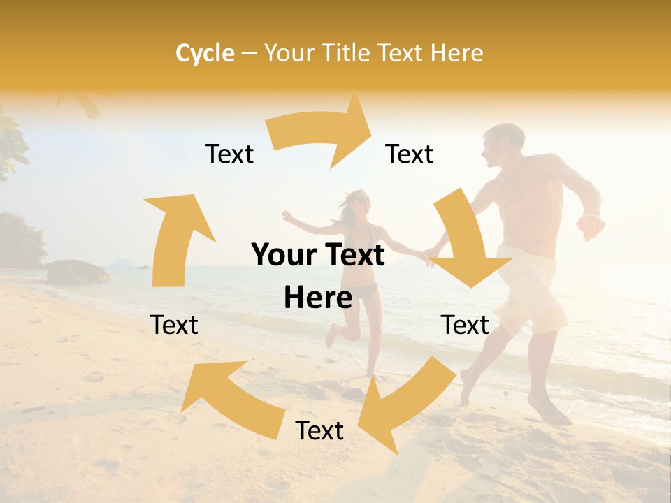 A Man And Woman Running On The Beach Holding Hands PowerPoint Template