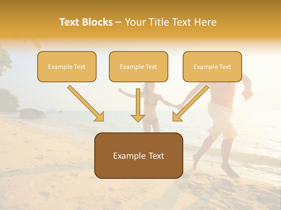 A Man And Woman Running On The Beach Holding Hands PowerPoint Template