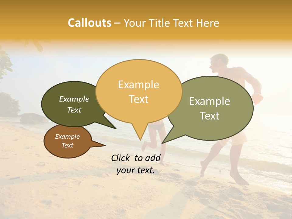 A Man And Woman Running On The Beach Holding Hands PowerPoint Template