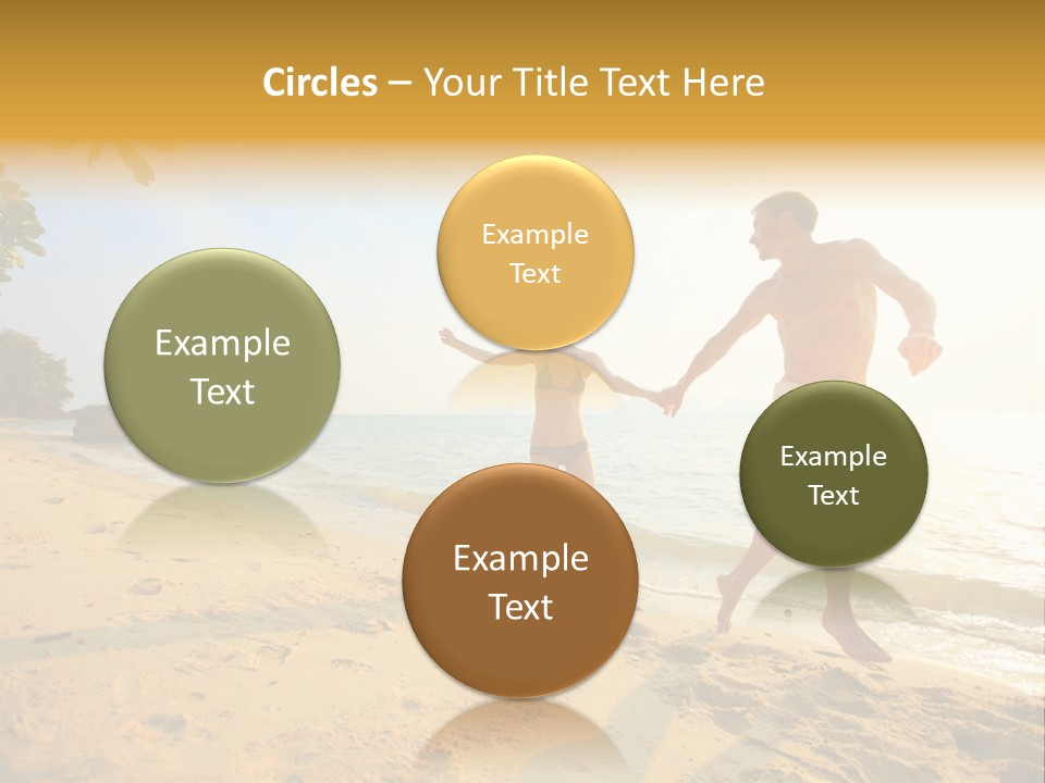 A Man And Woman Running On The Beach Holding Hands PowerPoint Template