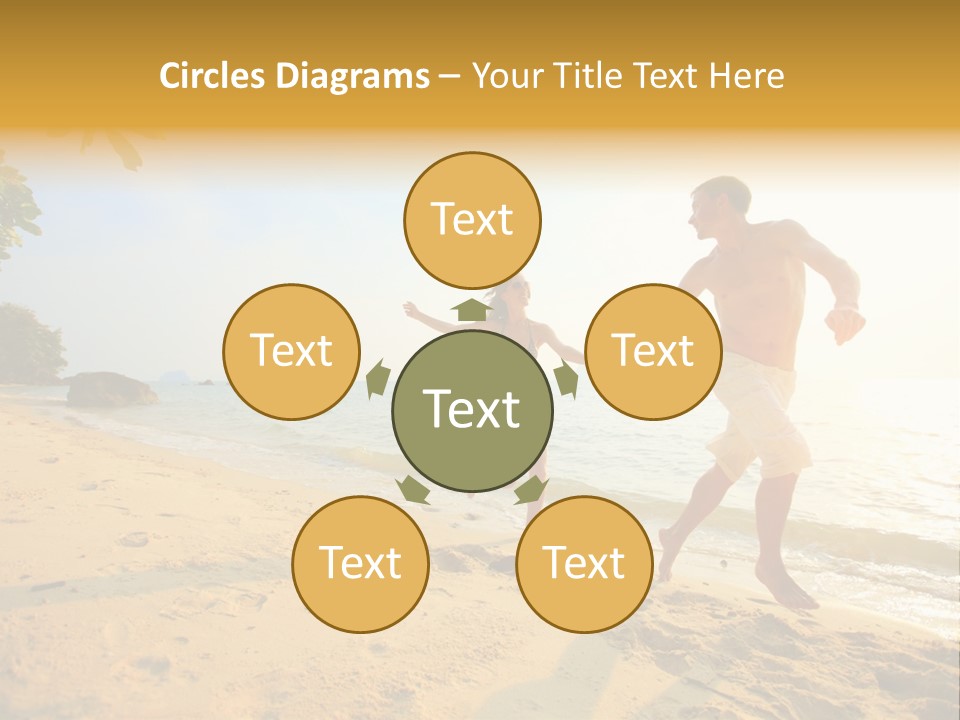 A Man And Woman Running On The Beach Holding Hands PowerPoint Template