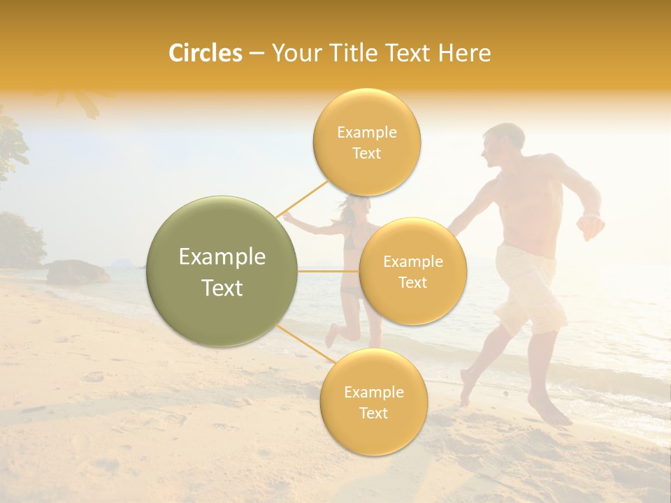 A Man And Woman Running On The Beach Holding Hands PowerPoint Template