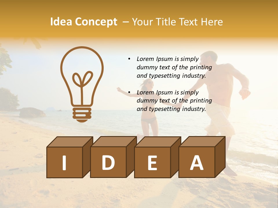 A Man And Woman Running On The Beach Holding Hands PowerPoint Template