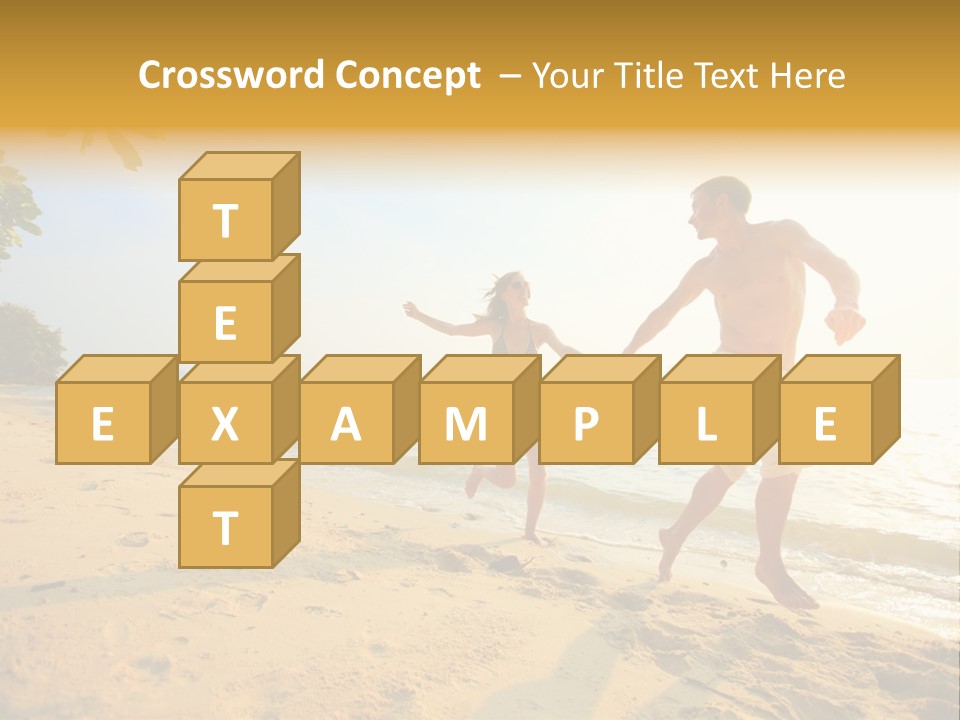 A Man And Woman Running On The Beach Holding Hands PowerPoint Template