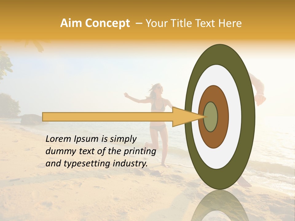 A Man And Woman Running On The Beach Holding Hands PowerPoint Template