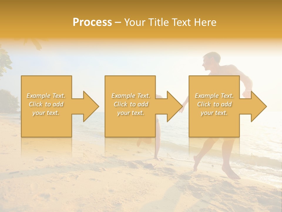 A Man And Woman Running On The Beach Holding Hands PowerPoint Template