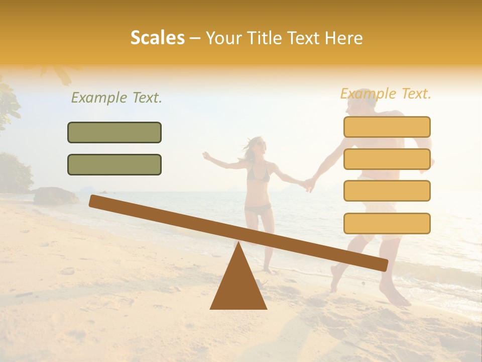 A Man And Woman Running On The Beach Holding Hands PowerPoint Template