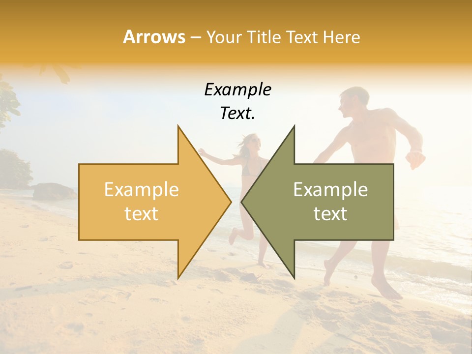 A Man And Woman Running On The Beach Holding Hands PowerPoint Template