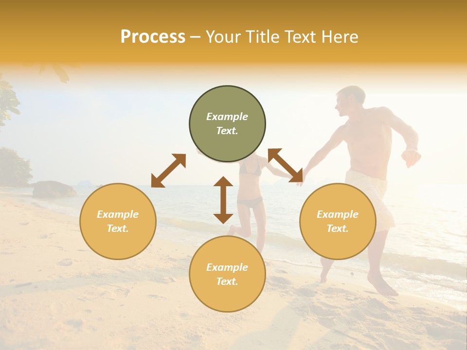 A Man And Woman Running On The Beach Holding Hands PowerPoint Template