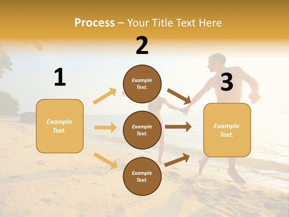 A Man And Woman Running On The Beach Holding Hands PowerPoint Template