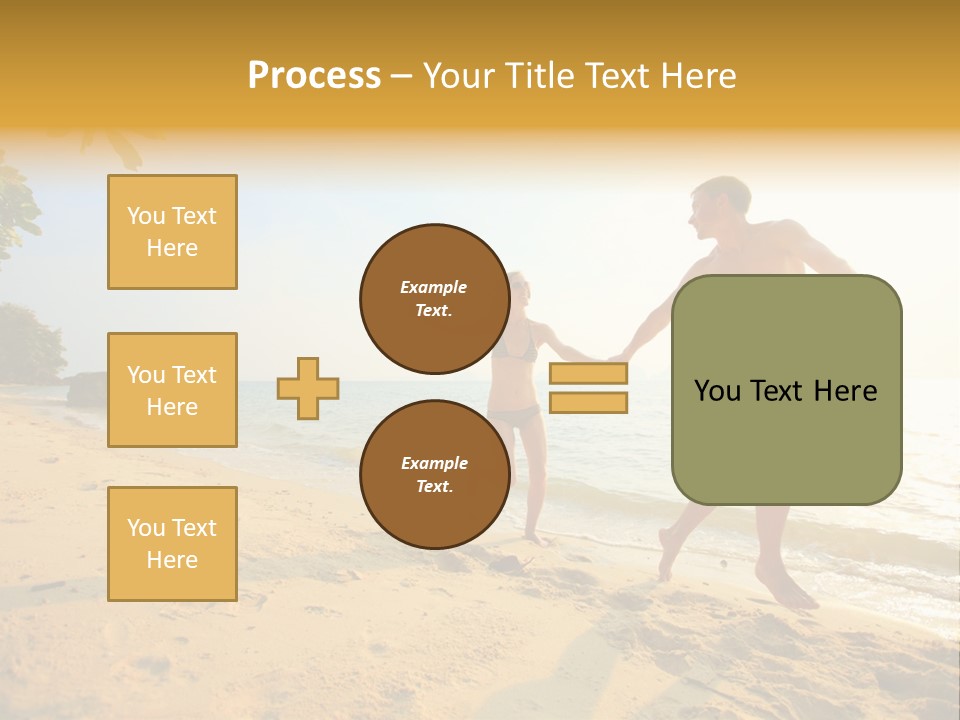 A Man And Woman Running On The Beach Holding Hands PowerPoint Template