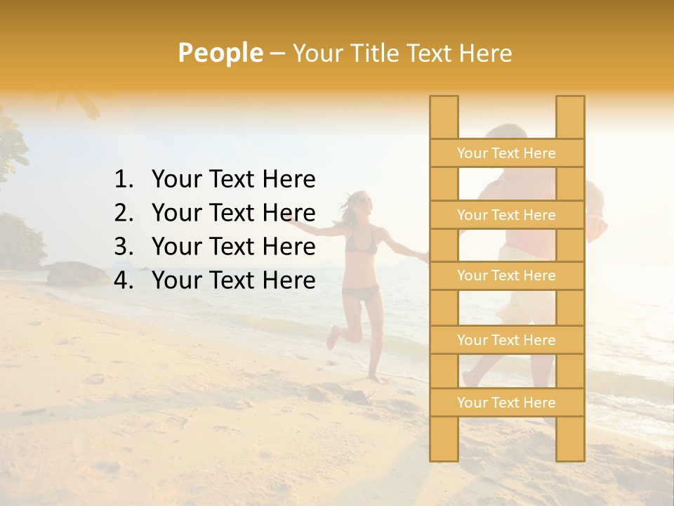 A Man And Woman Running On The Beach Holding Hands PowerPoint Template