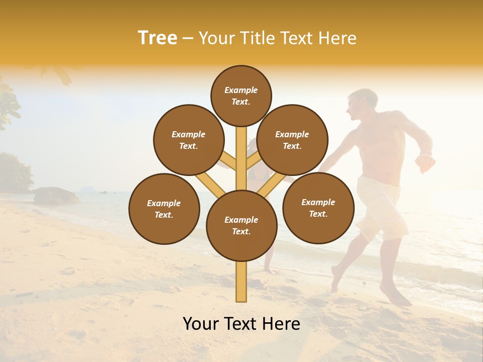 A Man And Woman Running On The Beach Holding Hands PowerPoint Template