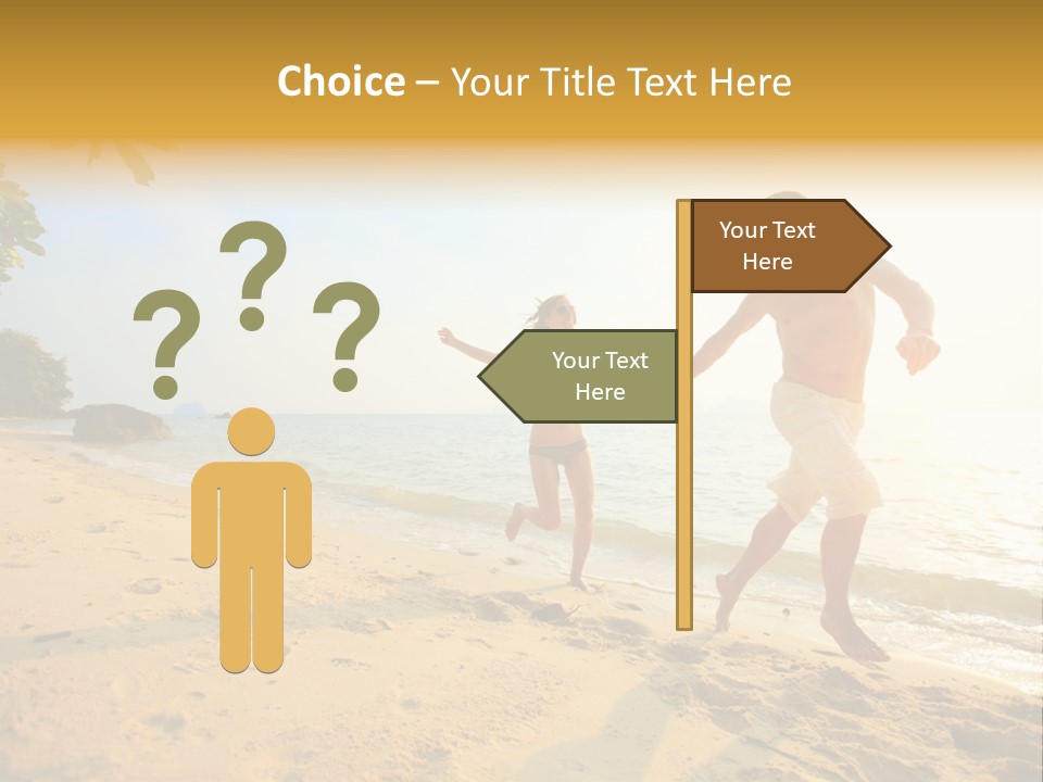 A Man And Woman Running On The Beach Holding Hands PowerPoint Template