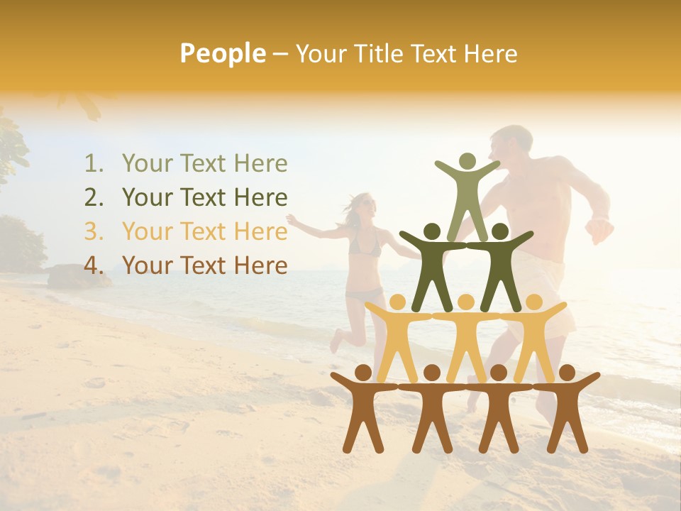 A Man And Woman Running On The Beach Holding Hands PowerPoint Template