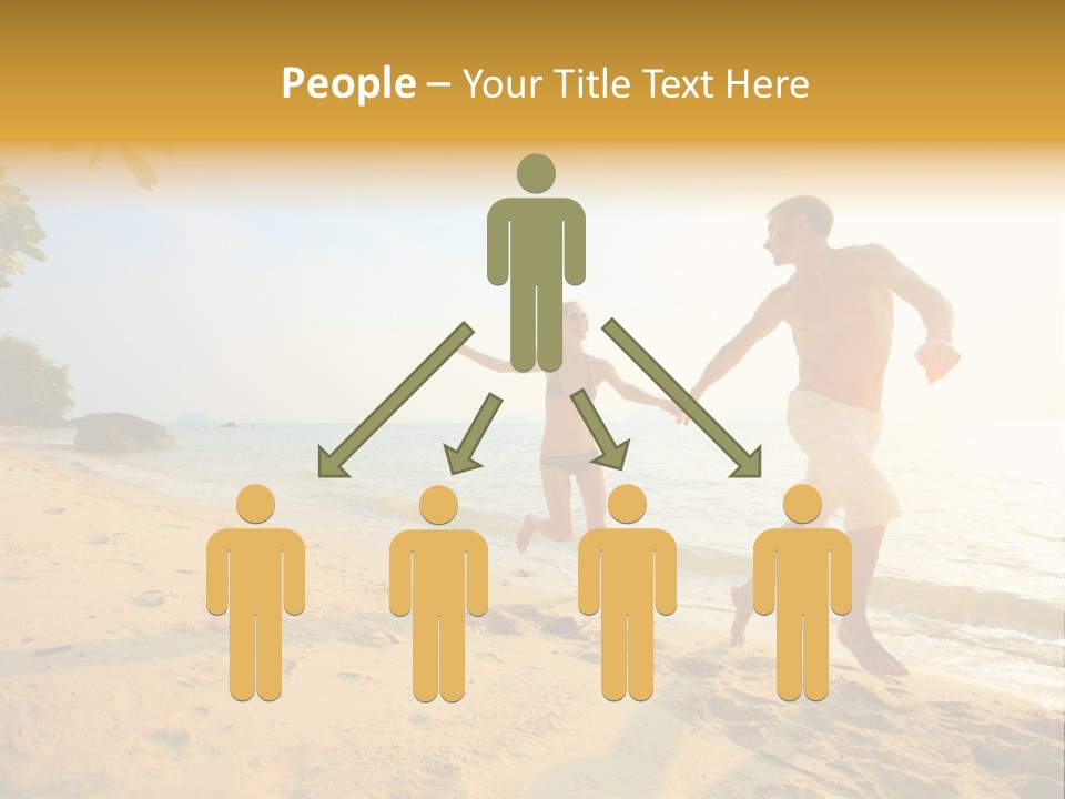 A Man And Woman Running On The Beach Holding Hands PowerPoint Template