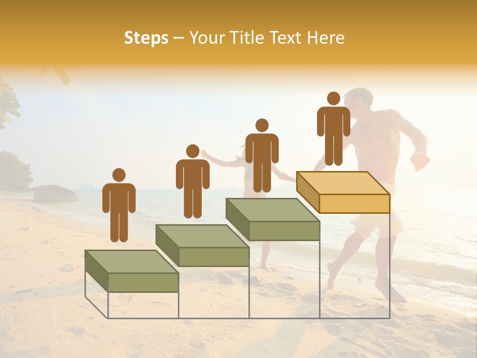 A Man And Woman Running On The Beach Holding Hands PowerPoint Template