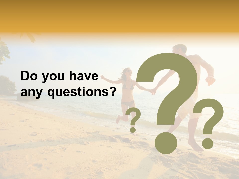 A Man And Woman Running On The Beach Holding Hands PowerPoint Template