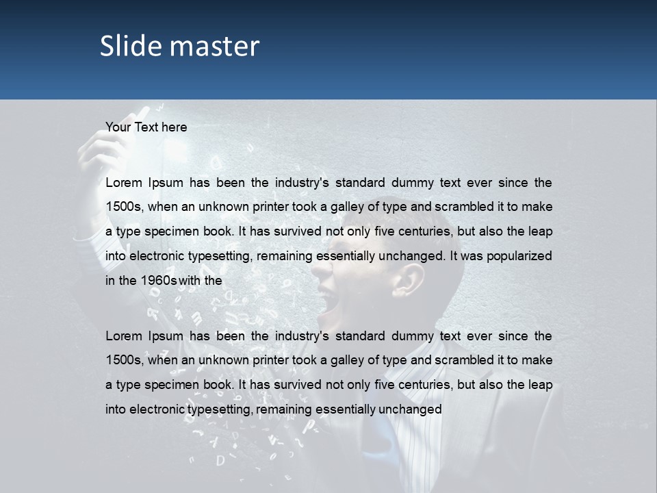 A Man In A Suit Is Holding A Light Bulb PowerPoint Template