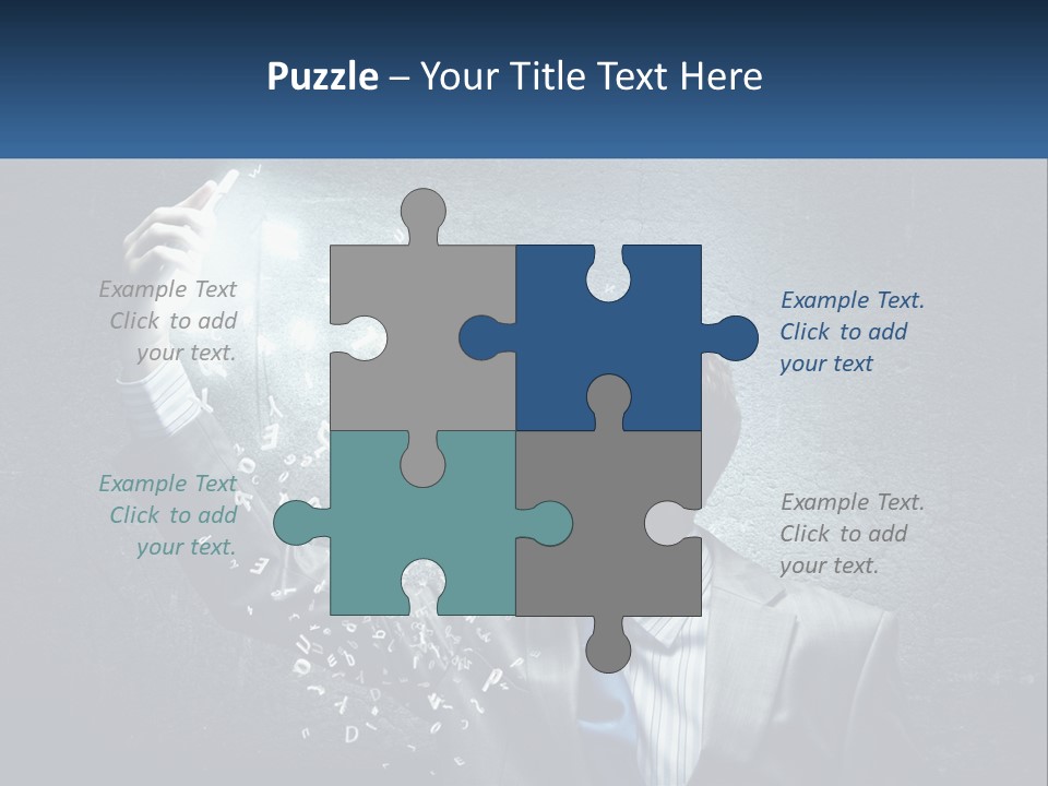 A Man In A Suit Is Holding A Light Bulb PowerPoint Template