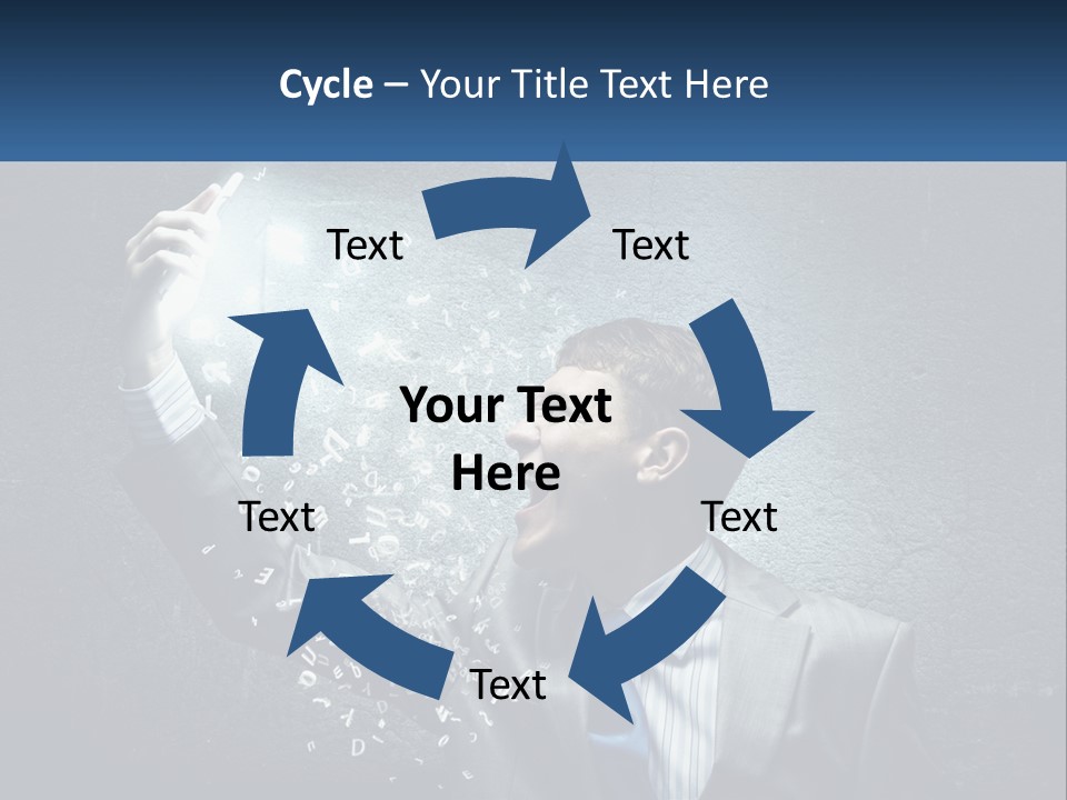 A Man In A Suit Is Holding A Light Bulb PowerPoint Template